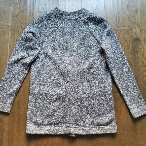 Womens COLUMBIA Fleece Cardigan Heathered Grey Wood Buttons Pockets Grandpacore - Picture 7 of 7